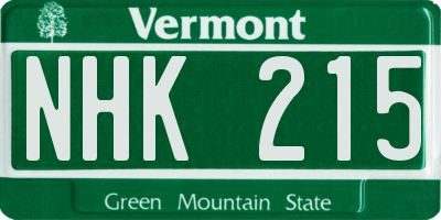 VT license plate NHK215