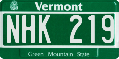 VT license plate NHK219