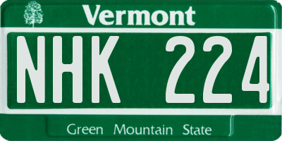 VT license plate NHK224