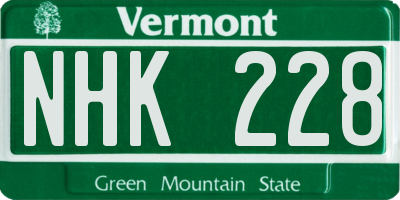 VT license plate NHK228
