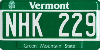VT license plate NHK229