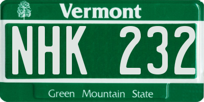 VT license plate NHK232