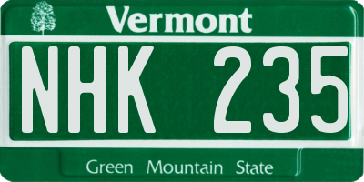 VT license plate NHK235