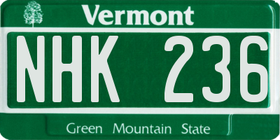VT license plate NHK236