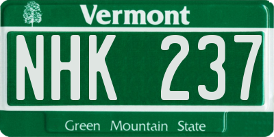 VT license plate NHK237