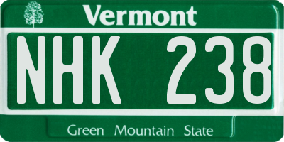 VT license plate NHK238