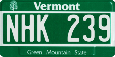 VT license plate NHK239