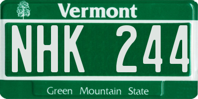 VT license plate NHK244