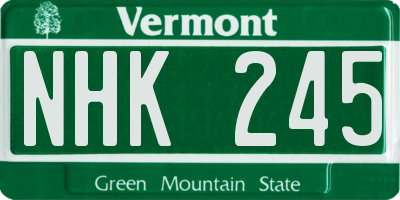 VT license plate NHK245