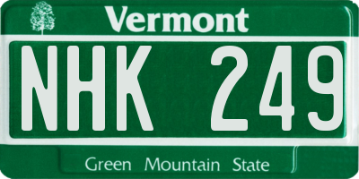 VT license plate NHK249