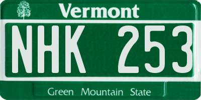 VT license plate NHK253
