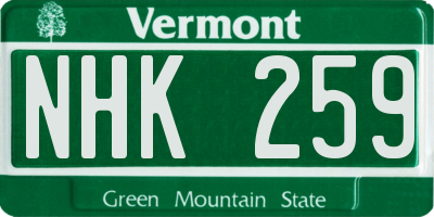 VT license plate NHK259