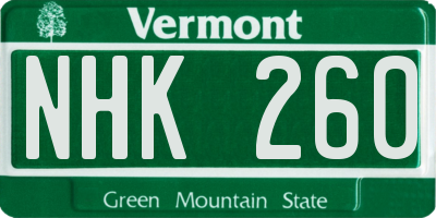 VT license plate NHK260