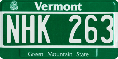 VT license plate NHK263