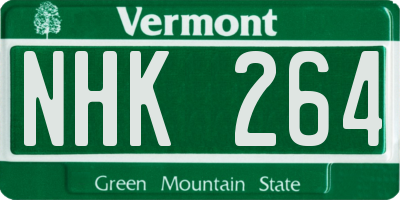 VT license plate NHK264