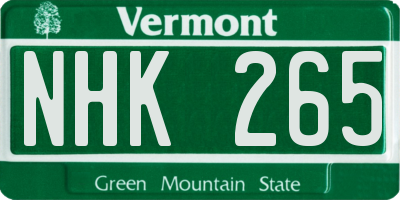 VT license plate NHK265