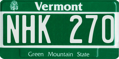 VT license plate NHK270