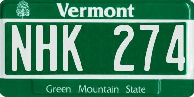 VT license plate NHK274