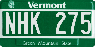 VT license plate NHK275