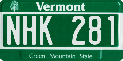 VT license plate NHK281