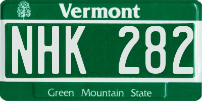 VT license plate NHK282
