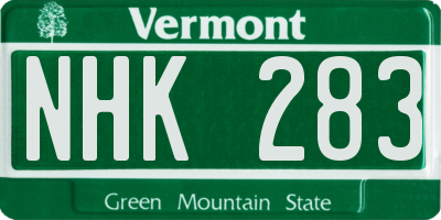VT license plate NHK283