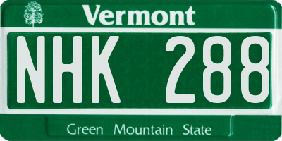 VT license plate NHK288