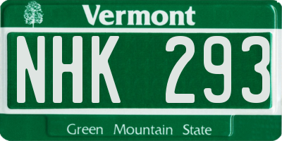 VT license plate NHK293