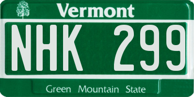VT license plate NHK299