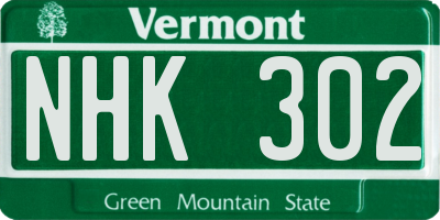 VT license plate NHK302