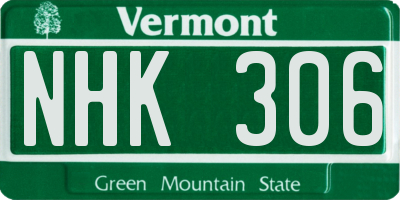 VT license plate NHK306