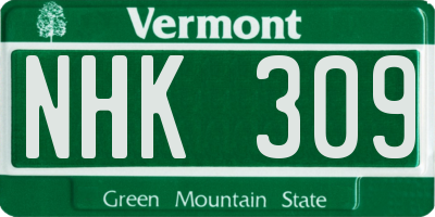 VT license plate NHK309
