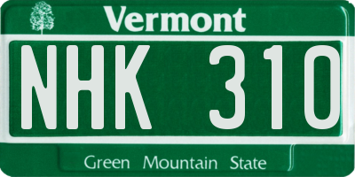VT license plate NHK310