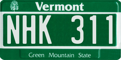 VT license plate NHK311