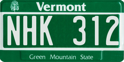 VT license plate NHK312