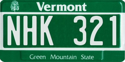 VT license plate NHK321