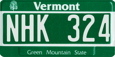 VT license plate NHK324