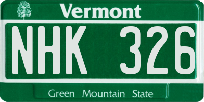 VT license plate NHK326
