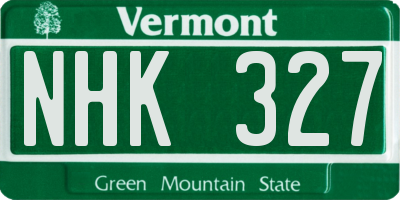 VT license plate NHK327