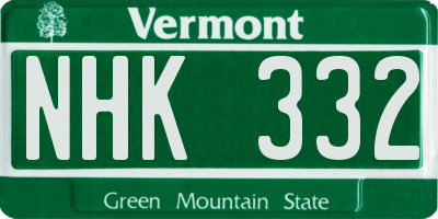 VT license plate NHK332