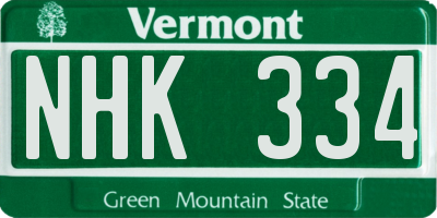 VT license plate NHK334
