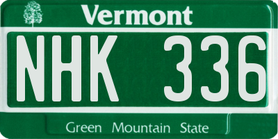 VT license plate NHK336