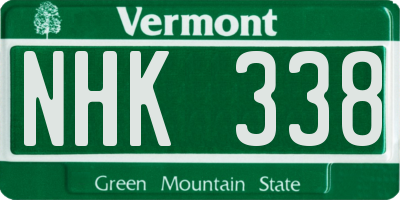 VT license plate NHK338