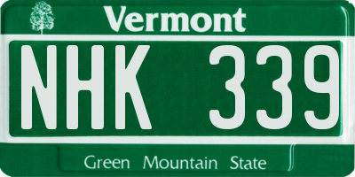 VT license plate NHK339