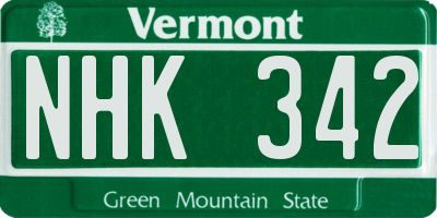 VT license plate NHK342