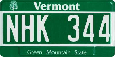 VT license plate NHK344