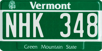VT license plate NHK348