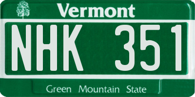 VT license plate NHK351