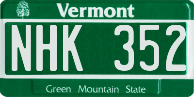 VT license plate NHK352