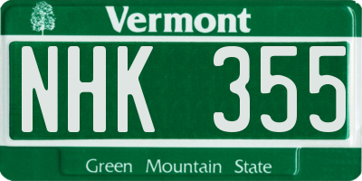 VT license plate NHK355